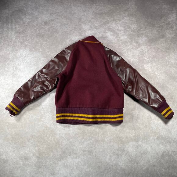 Youth 70s 80s R Patch Varsity Letterman Leather Jacket - Picture 2 of 7